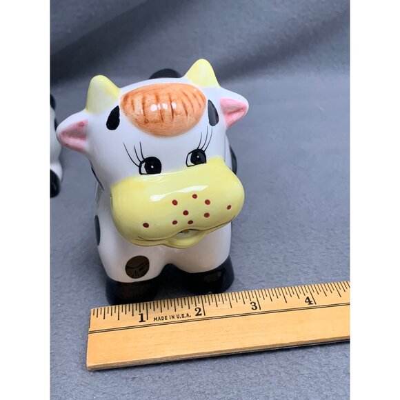 Vintage Houston Harvest Ceramic Cow Sugar Bowl & Creamer Set Black & White - Picture 13 of 16